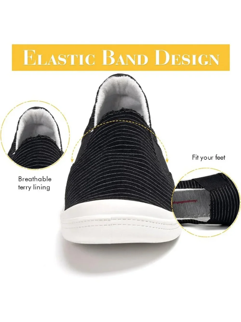 Women's Black/White Stripes Comfortable Lace-Up Breathable Walking Sneakers